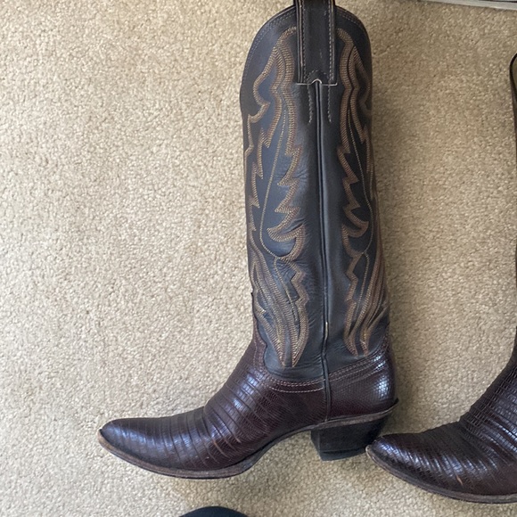 Chocolate iguana lizard leather Justin boots cowboy style original from 1990s. - Picture 4 of 6